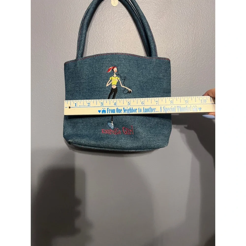 The Girls Sunny Hawaii Exercise Girl Blue Denim Small Tote Bag Y2K‎ Mini Purse